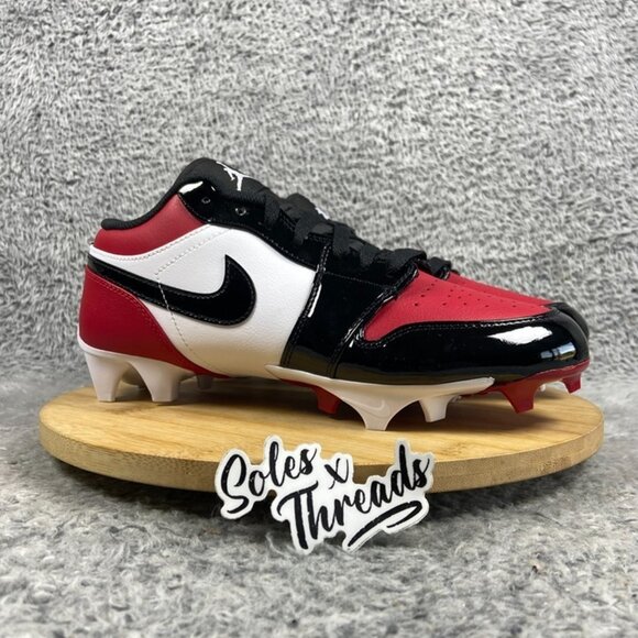 Air Jordan 1 Low TD Football 'Patent Bred' Size 8 Men Red Black White FJ6245-601 - Picture 2 of 7